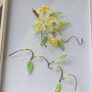 古风汉服造花液迎春花嫩黄色系花朵花枝发夹子Lolita旗袍头饰发饰