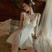 凯朱莉性感睡衣女款 春夏小胸带胸垫高级感蕾丝冰丝吊带睡裙纯欲风