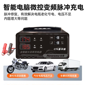 纽曼大功率电瓶充电器12V24V智能脉冲修复摩托车电动车电池充电机
