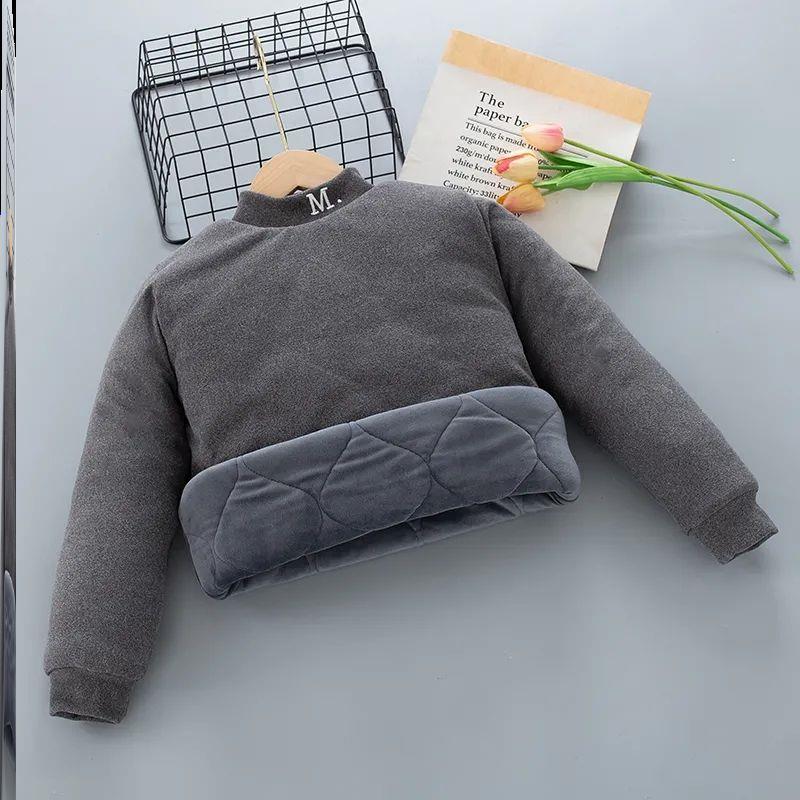 男童棉袄加绒加厚打底卫衣男童女童冬季保暖套头棉服内胆短款棉袄