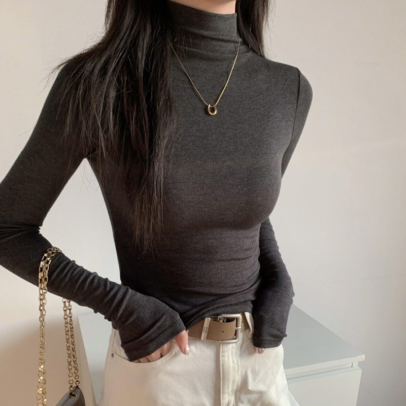 春秋冬季半高领打底衫正肩发热内搭修身磨毛加薄绒上衣长袖t恤女,女装/女士精品,T恤,淘宝优惠券,粉丝福利购,淘宝优惠卷