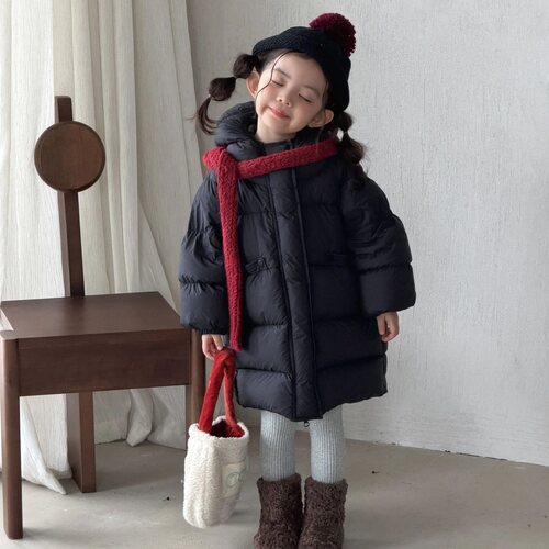 2026新款男女童冬季洋气保暖加厚中长款连帽洋气百搭羽绒服外套