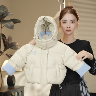 儿童宝宝皮衣羽绒服2025冬新款女童男童加厚保暖连帽外套90白鸭绒