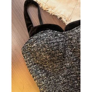 法式小众小香风高级感丝绒抹胸背心女黑色吊带性感气质束腰上衣