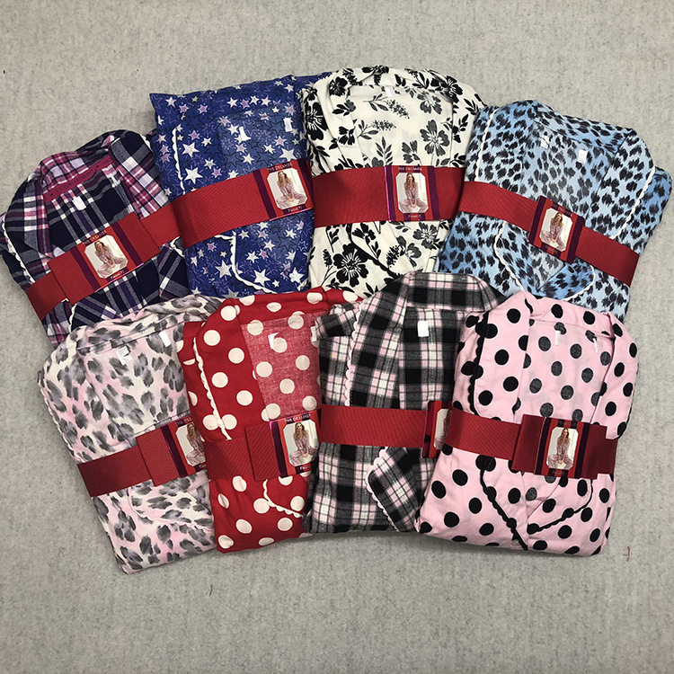 出v密家的女士梭织棉睡衣套装长袖上衣 长裤2件套家居服 舒服