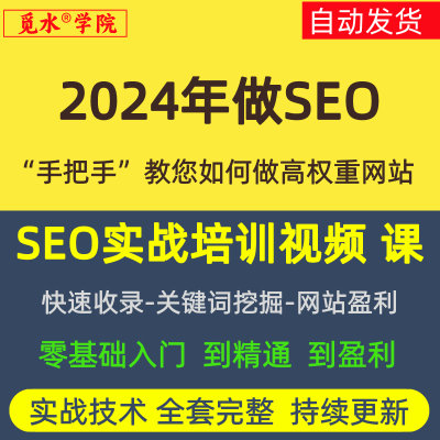 2024年学做《SEO培训班实战课程视频》如何做网站SEO优化方案教程