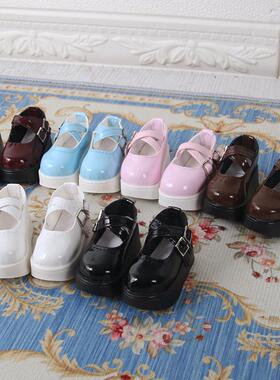 bjd4分厚底皮鞋四分娃鞋松糕靴mdd熊妹兔豆豆亮面皮鞋娃鞋增高