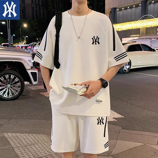 奥特莱斯 | 一折专区 | 夏季运动套装男圆领透气短袖t恤两件套潮