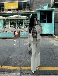 孙智惠韩国定制“满足你的所有期待”气质长腿微喇显瘦美臀西装裤