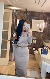 孙智惠韩国定制 气质灰 百搭修身显瘦内搭长款连衣裙