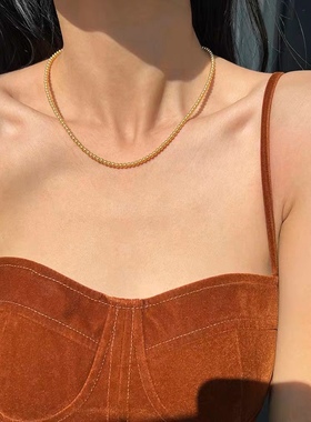 春夏新款浅金色小米粒正圆珍珠女高级感小众时尚气质锁骨链choker