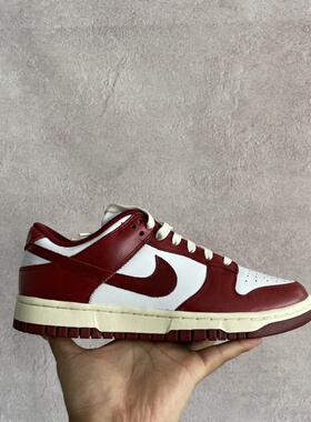 耐克Nike Dunk Low PRM酒红色 红白色低帮耐磨复古板鞋FJ4555-100