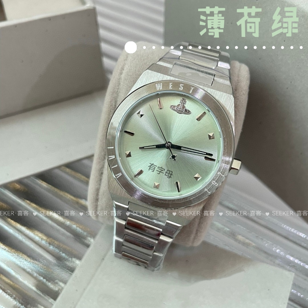 SEEKER【薄荷绿】清新高级土星女士腕表星球石英手表通勤休闲女