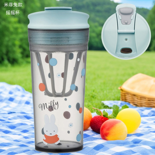 日本进口skater摇摇杯420ml直饮夏季喝水杯透明带刻度杯子米菲兔
