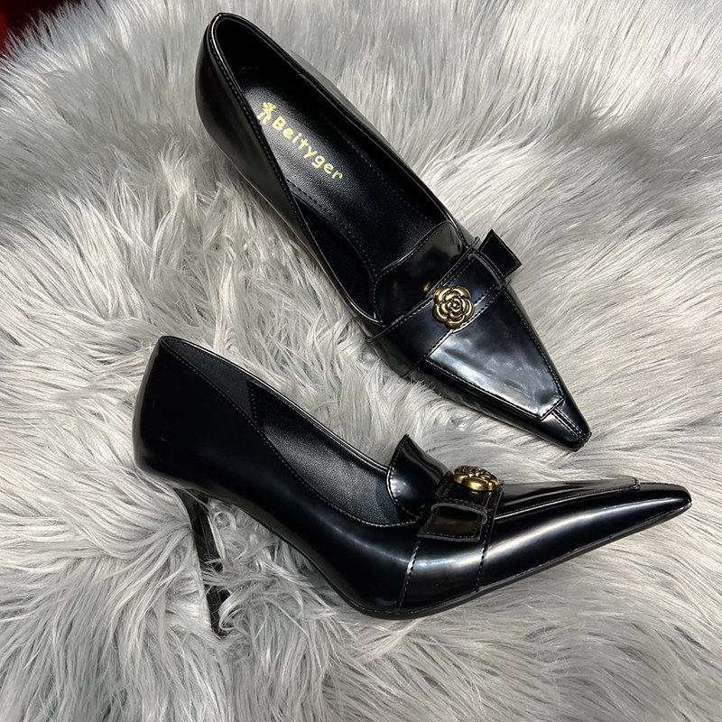 银戈玛单鞋气质山茶花车线单鞋