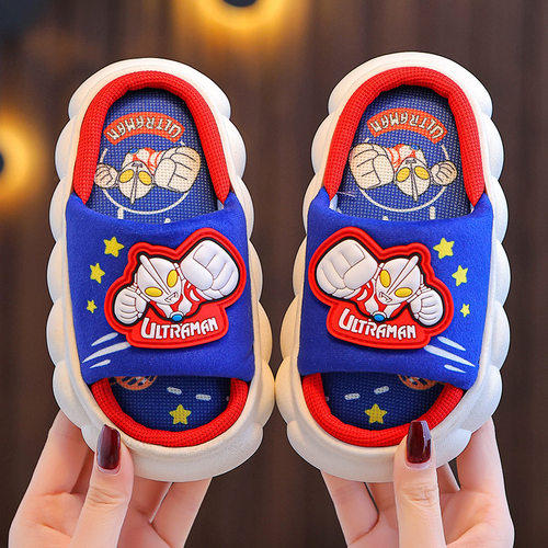 奥特曼春秋儿童亚麻拖鞋四季外穿