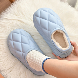 月子鞋十二月防水保暖室内家居秋冬季棉拖鞋女包跟厚底踩屎感产后