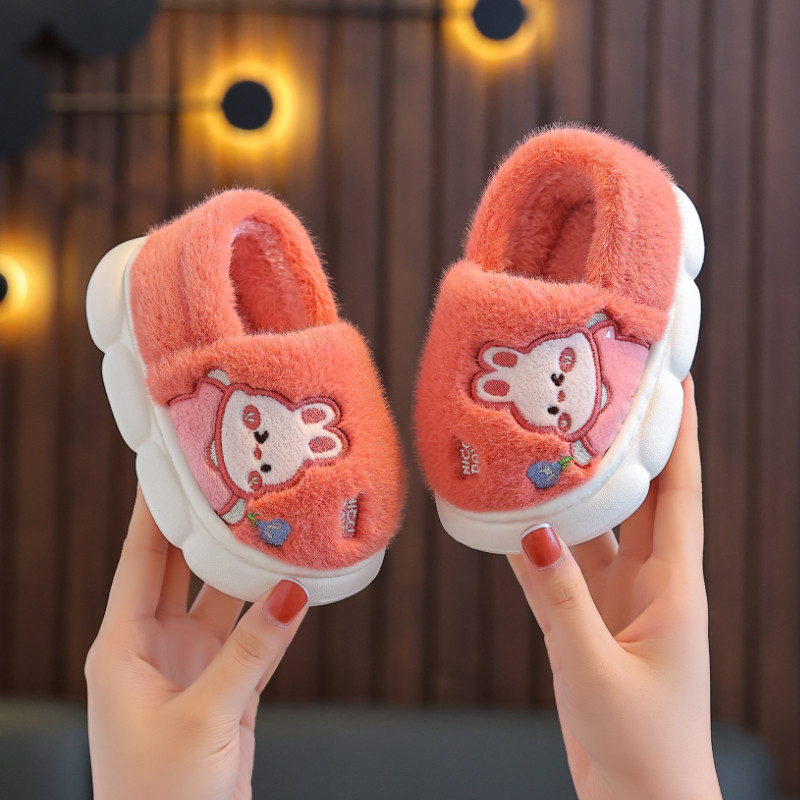 2026新款冬季小童轻便婴幼儿棉拖鞋室内外宝宝男童女童毛棉鞋包跟