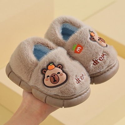 卡皮巴拉儿童包跟棉鞋男童女童冬