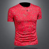 2026夏款花色男士圆领短袖T恤-D252-2970P60镂空图，男装T恤，电商D252
