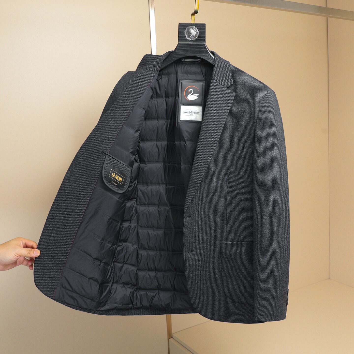 2025冬款男士西服羽绒90白鸭绒-D252-8212P255挂拍,男装西服,电商D252