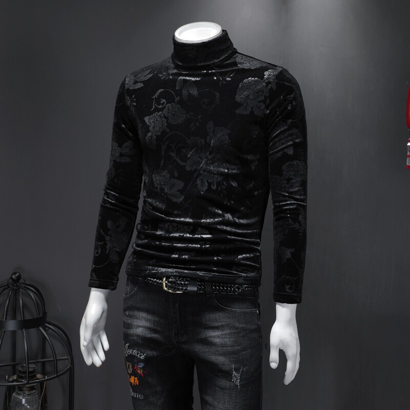 2025冬款韩绒加绒加厚高领打底衫-电商D252-59082P95假模M-4XL,男装T恤,电商D252