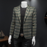 2026春款男士时尚修身格子西装外套电商D2521102P170假模，男装西服套装，电商D252