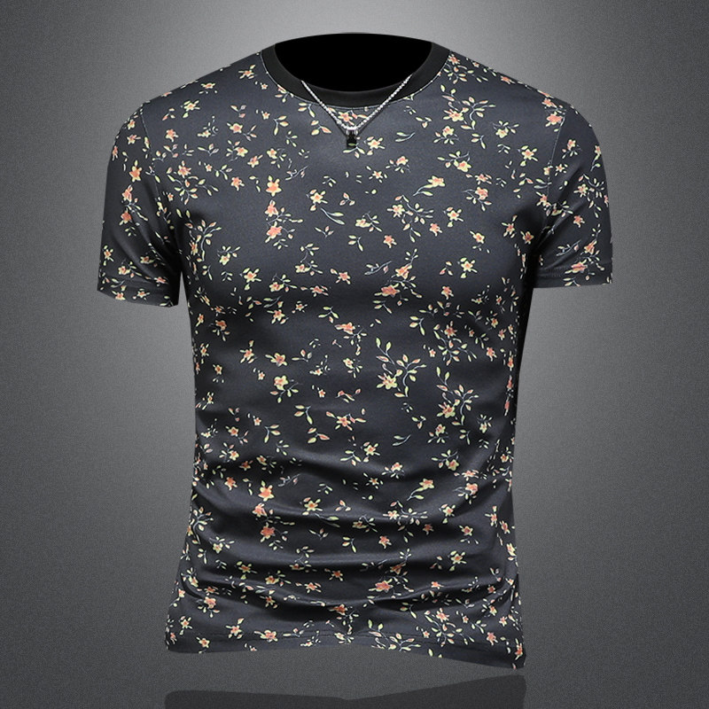 2026花色男士圆领短袖T恤-D252-2985P60镂空图，男装T恤，电商D252
