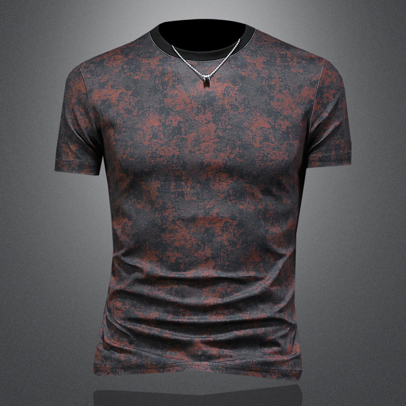 2026花色男士圆领短袖T恤-D252-2978P60镂空图，男装T恤，电商D252