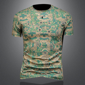 2026花色男士圆领短袖T恤-D252-2973P60镂空图，男装T恤，电商D252