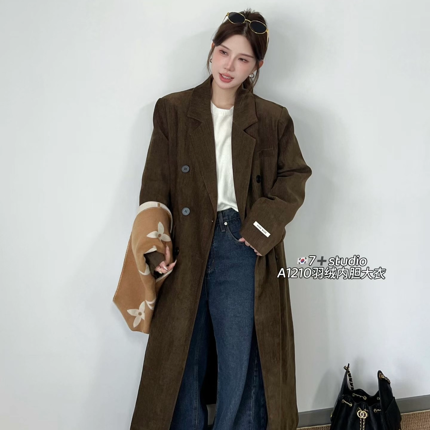 西装领长款雪尼尔高级感长外套