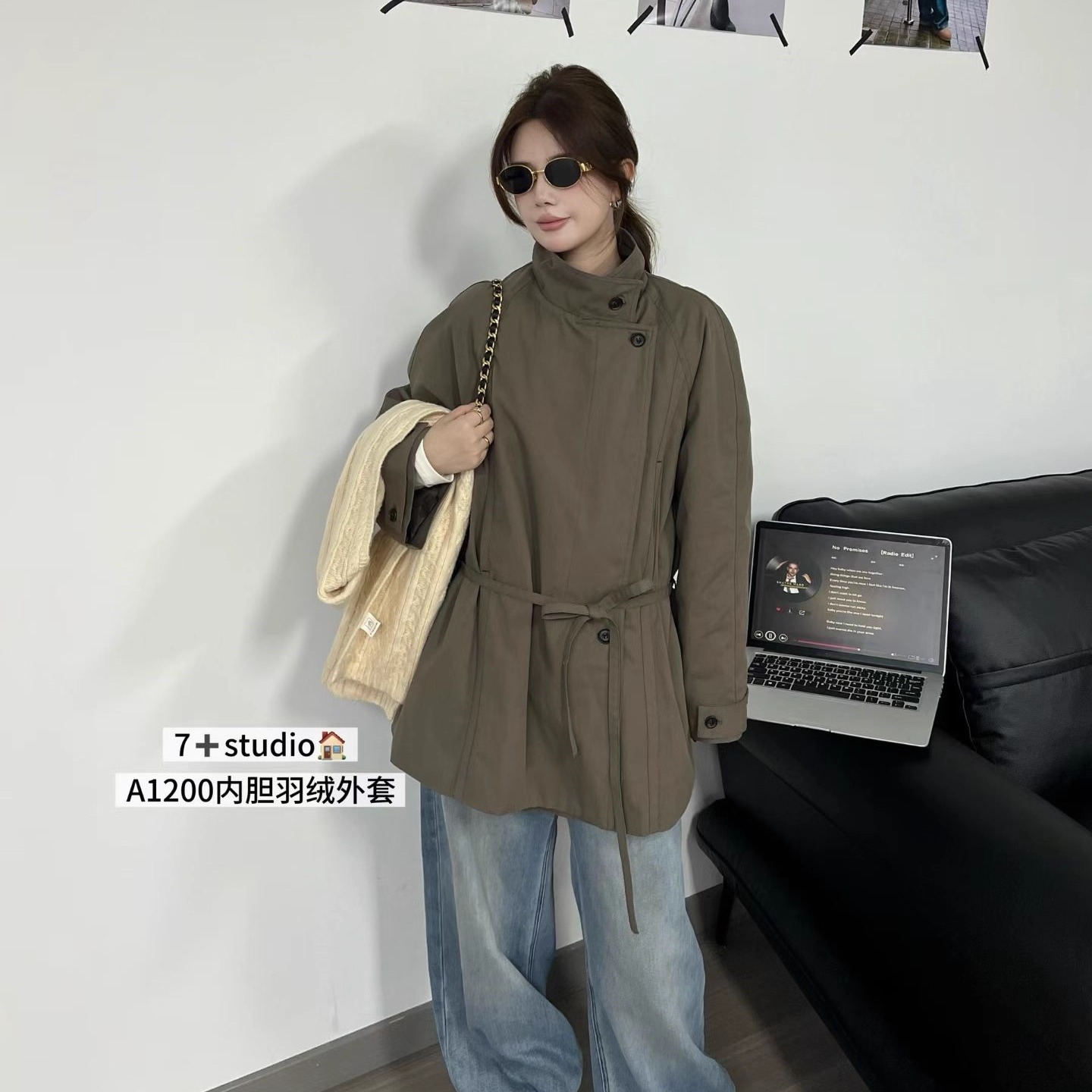 韩版休闲立领斜门襟小个子外套女