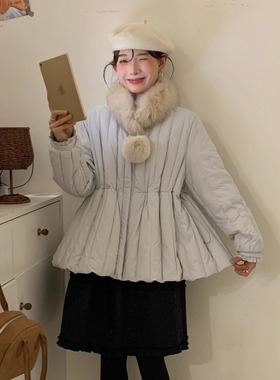 在逃公主设计感收腰羽绒服女2025冬季韩系修身显瘦白鸭绒气质外套