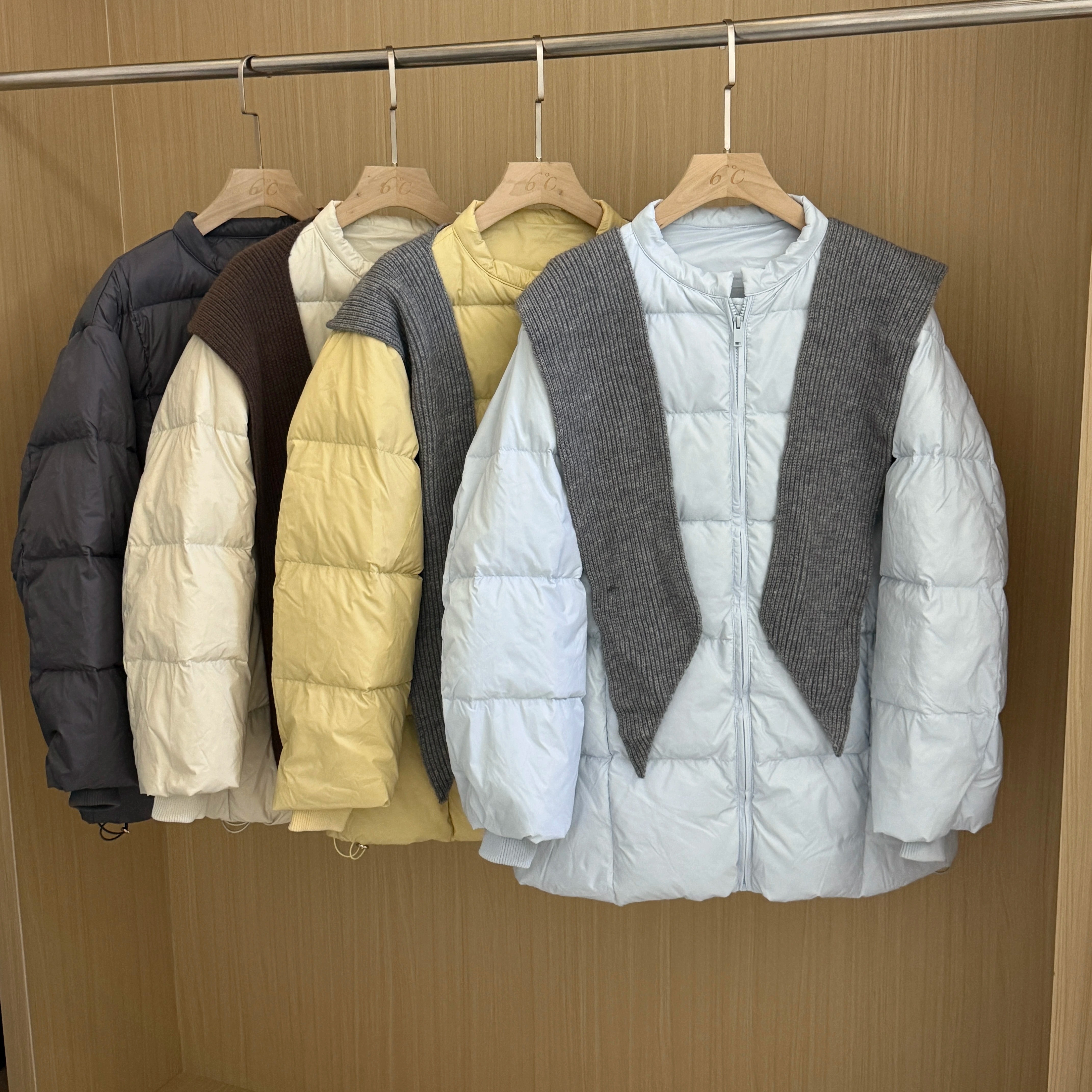 可拆卸针织披肩氛围感羽绒服