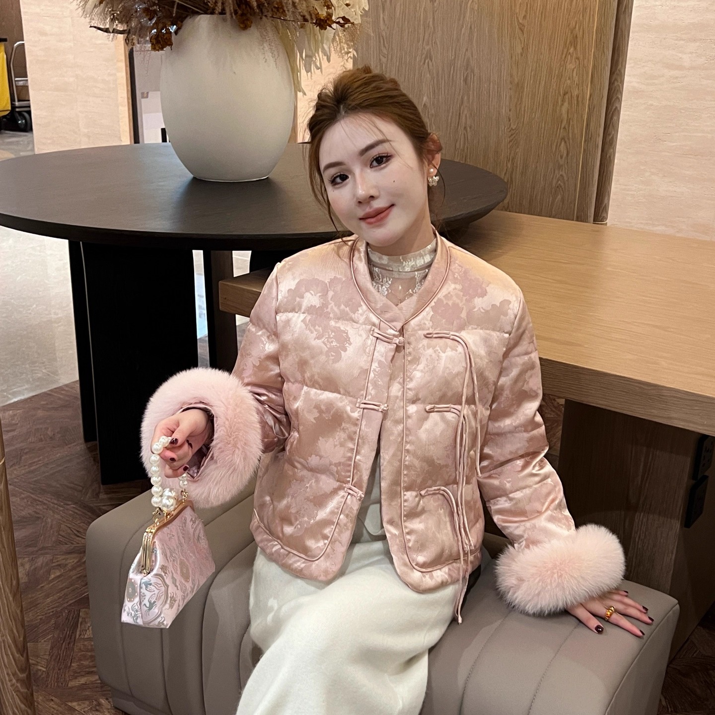 新中式复古流苏盘扣立领羽绒服女