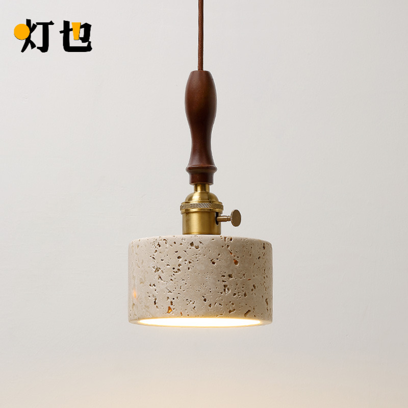 中古侘寂风带开关美式复古吧台餐厅橱窗玄关卧室床头可升降小吊灯