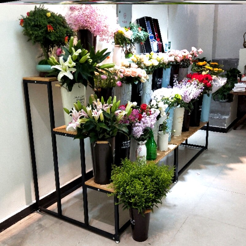 花店花架鲜花展示架多肉落地式花盆架铁艺室内客厅简约阳台置物架