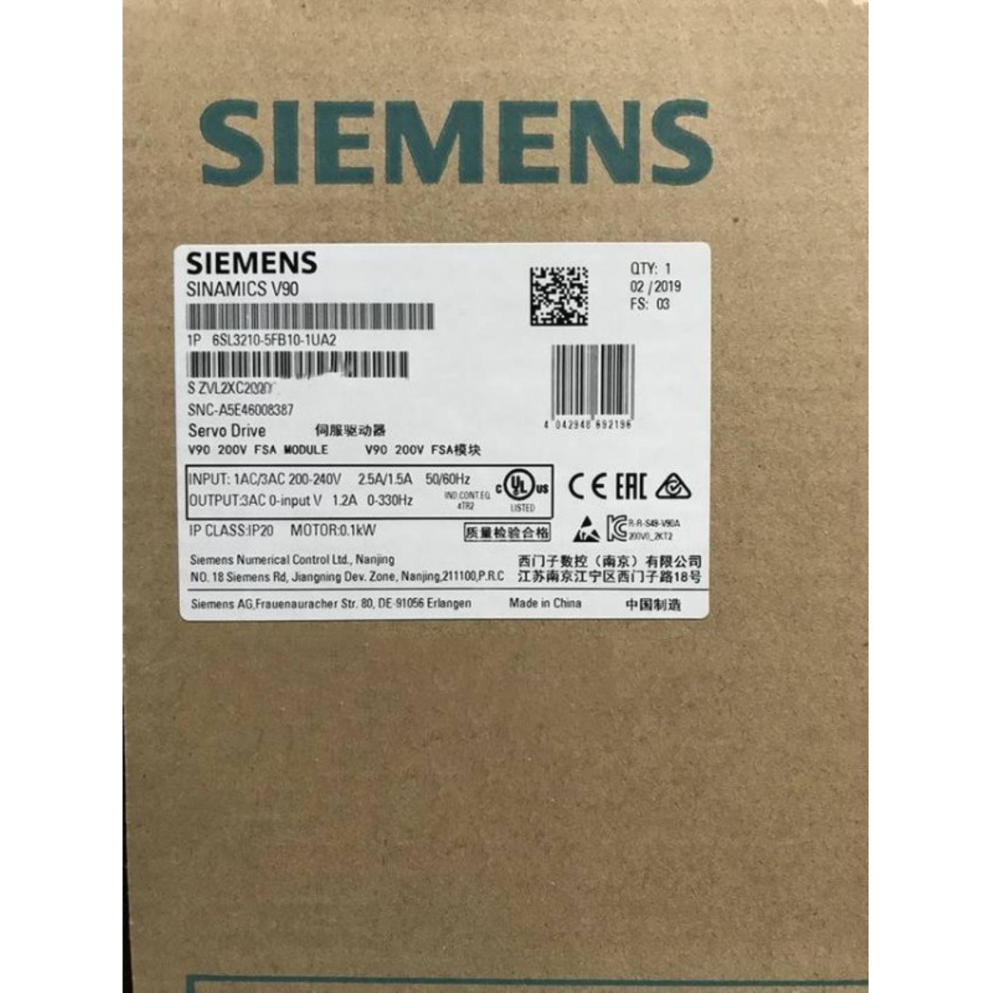 6SL3210-5FB10-1UA2西门子V90伺服驱动器6SL32105FB101UA2原装
