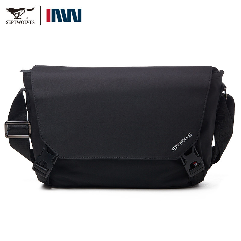 七匹狼男士斜挎包大容量多功能防水牛津布包商务休闲横款单肩包