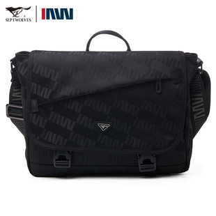 七匹狼2026新款男士斜挎包单肩横款黑色商务通勤包大容量邮差包