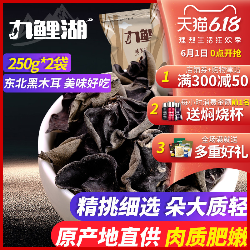 九鲤湖 黑木耳 东北山珍干货肉质肥嫩木耳南北干货 250g*2袋