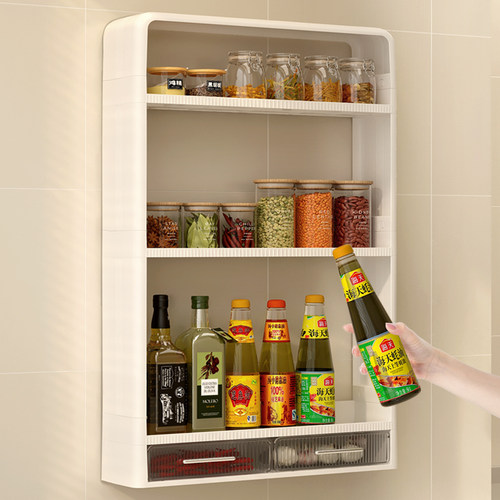 家用壁挂式免打孔厨房置物架