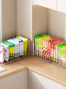 调料收纳盒可伸缩橱柜瓶罐料包整理盒厨房分格袋装调料品置物架