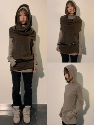 113 Market 复古设计简约亲肤高领连帽修身显瘦百搭打底长袖