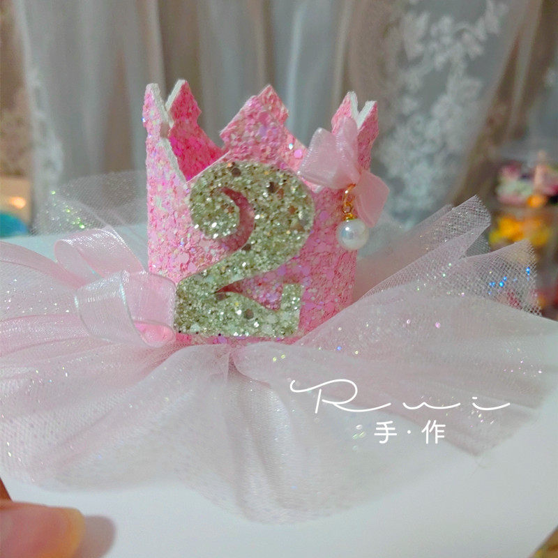 Rui手作儿童皇冠周岁生日发夹