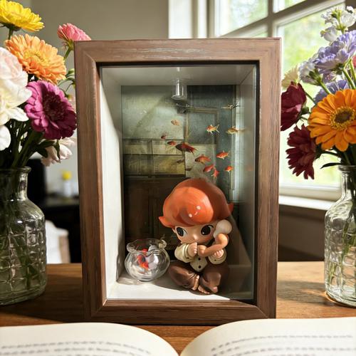 popmart泡泡玛特dimoo和金鱼通电话盲盒相框展示盒收纳展示相框