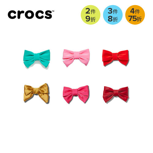 Crocs卡骆驰配饰智必星洞洞鞋鞋深红色浪漫蝴蝶结 樱花蝴蝶结
