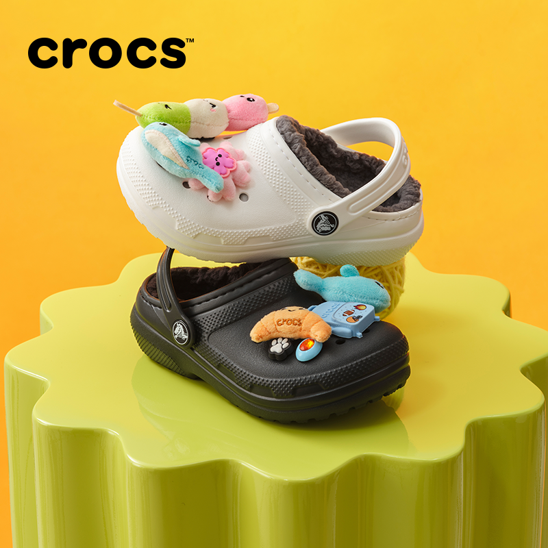 Crocs男女童冬季棉鞋加绒洞洞鞋