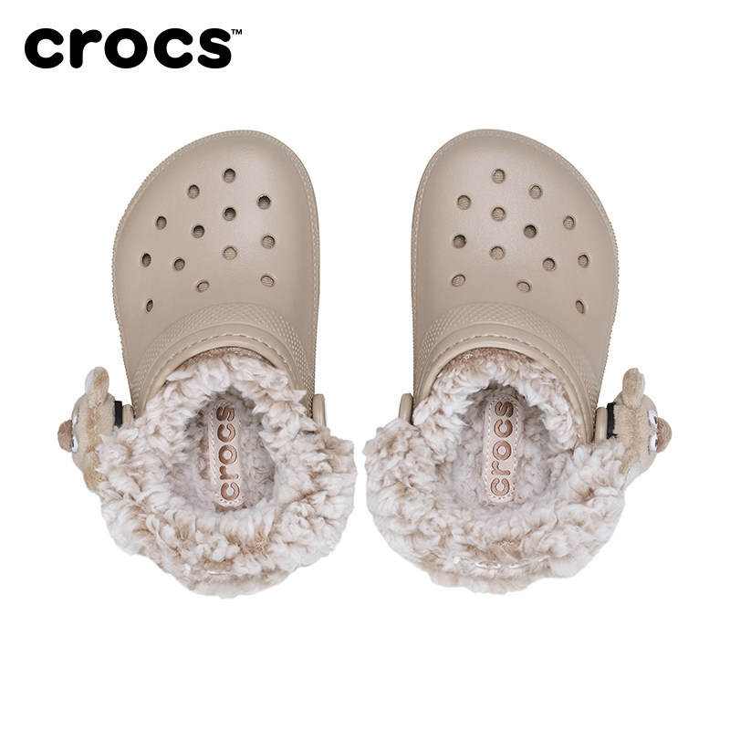 【新品测评专享勿拍不发货】Crocs 卡骆驰经典羊茸小熊儿童洞洞鞋