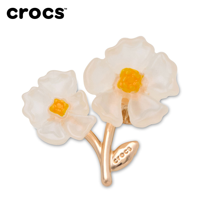 Crocs卡骆驰配饰智必星洞洞鞋鞋花 白色花束蓝金盛开花朵